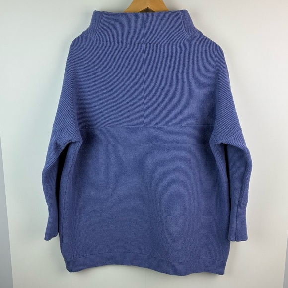 Free People Ottoman Slouchy Ribbed Mock Neck Tunic Sweater powder blue sz Small - Picture 2 of 7